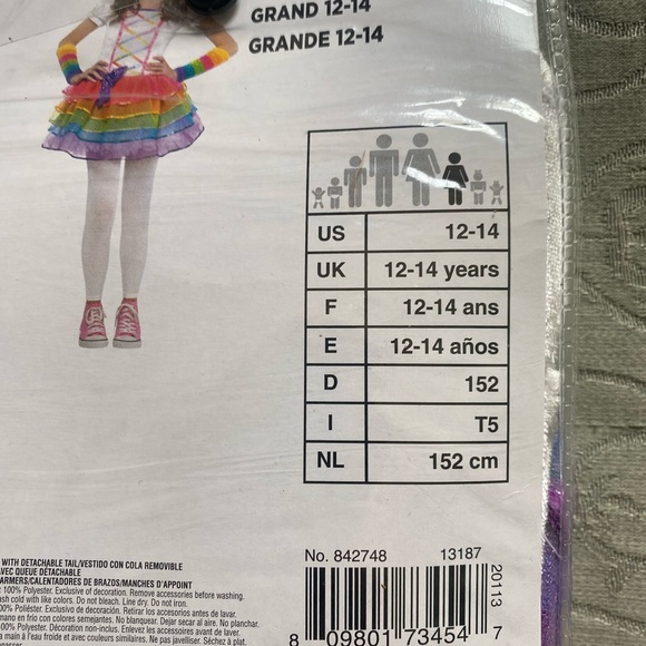 RAINBOW 🌈 UNICORN 4PC COSTUME SIZE GIRL LARGE (12-14) 🌟NWT🌟 - Picture 6 of 9